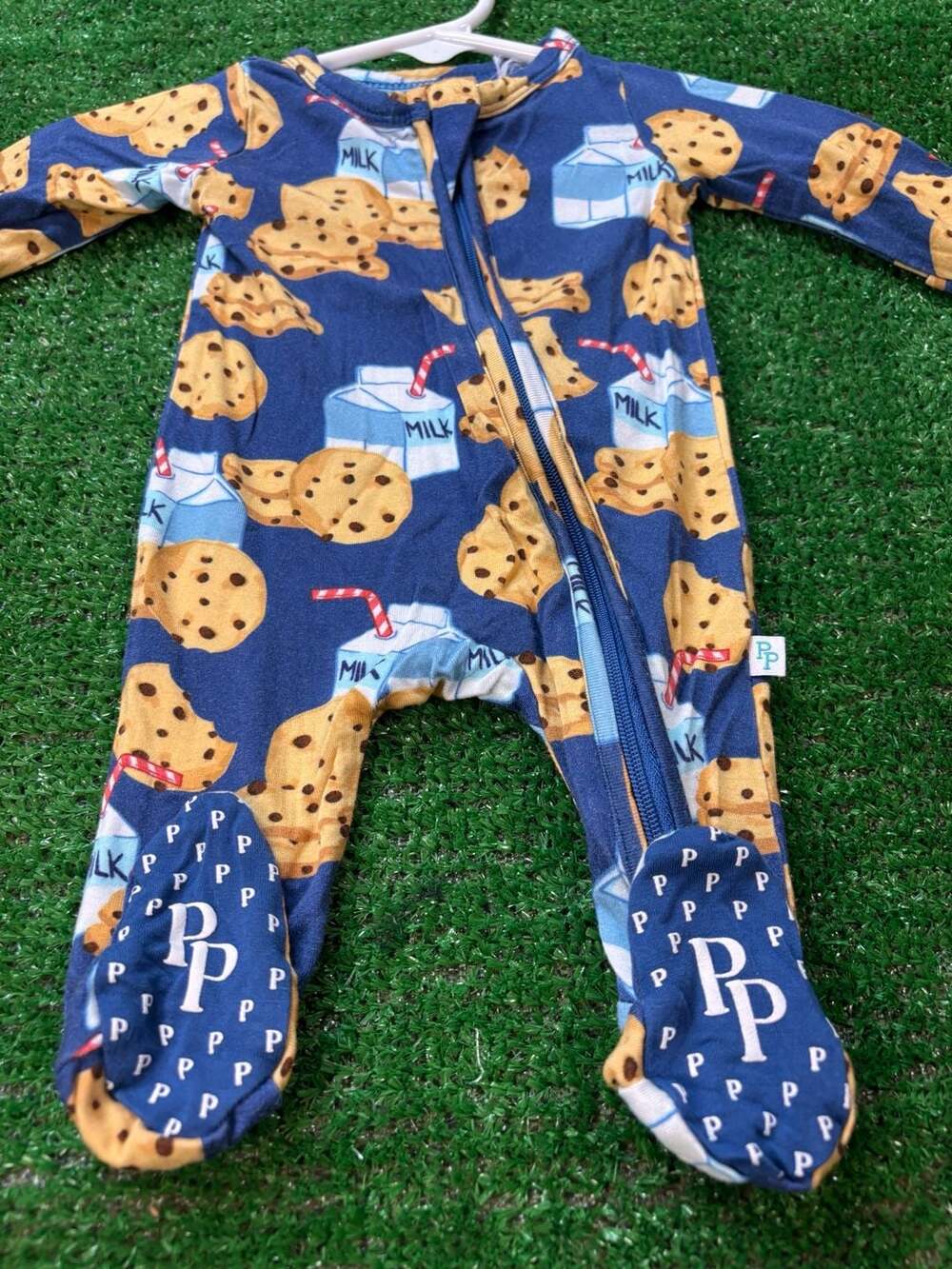 Posh Peanut Milk And Cookies Footie Pajama PM Premature Blue